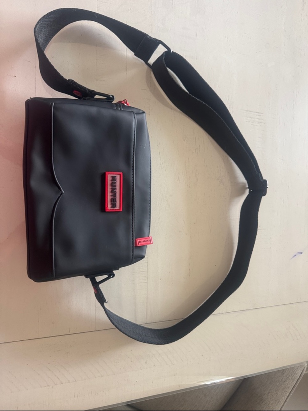 Hunter Black Nylon Crossbody Shoulder Bag Slim, Packable, Adjustable